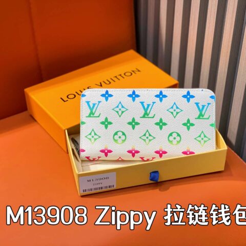 【原单精品】M13908白彩渐变 单拉链钱包 Zippy 拉链钱包