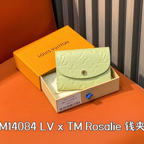 【原单精品】M14084绿色白彩 零钱包钱夹 LV x TM Rosalie Coin Perth 钱夹