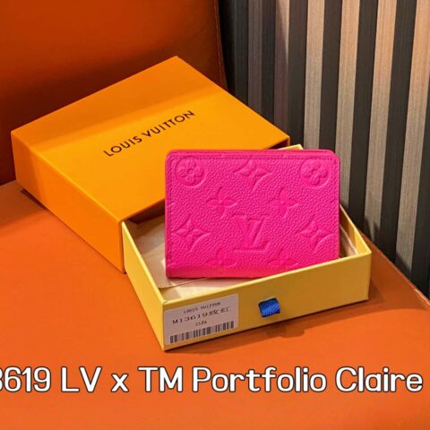【原单精品】M13619玫红白彩 两折拉链钱包 LV x TM Portfolio Claire 钱包