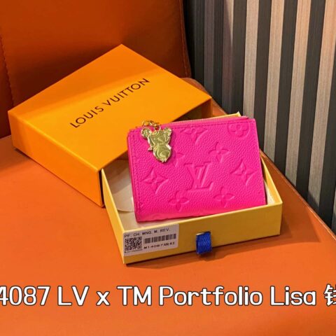 【原单精品】M14087玫红白彩 两折钱包 LV x TM Portfolio Lisa 钱包