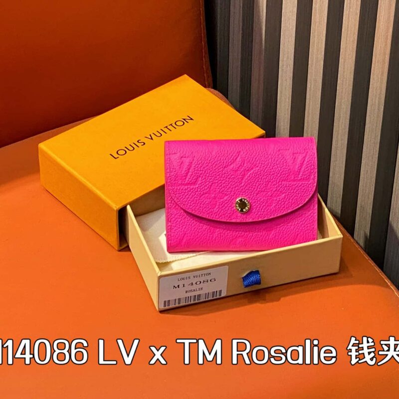 【原单精品】M14086玫红白彩 零钱包钱夹 LV x TM Rosalie Coin Perth 钱夹