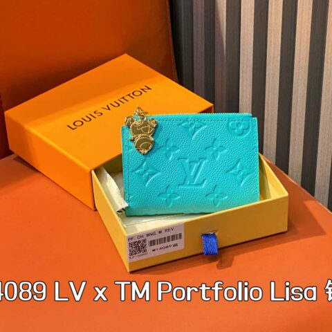 【原单精品】M14089蓝色白彩 两折钱包 LV x TM Portfolio Lisa 钱包