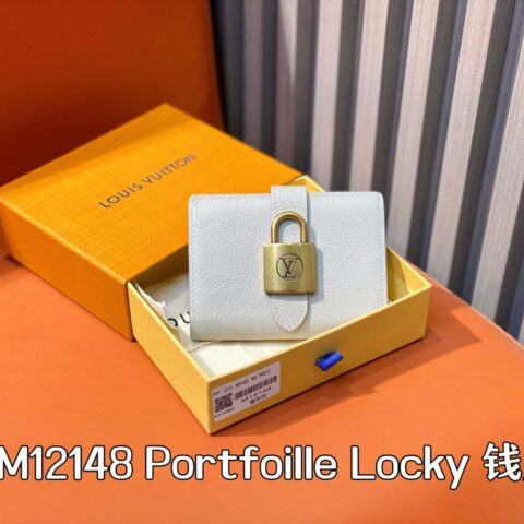 【原单精品】M12148香芋灰 全皮钱包系列 Portfoille Locky 钱夹