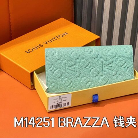 【原单精品】M14251薄荷绿 全皮西装夹 BRAZZA 钱夹