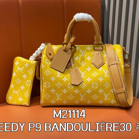 【原单精品】M21114黄色 全皮枕头包speedy SPEEDY P9 BANDOULIÈRE30 手袋