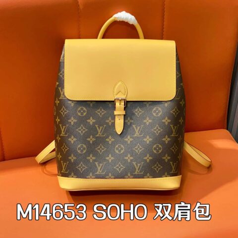 【原单精品】M14653老花黄皮 双肩包 SOHO 双肩包