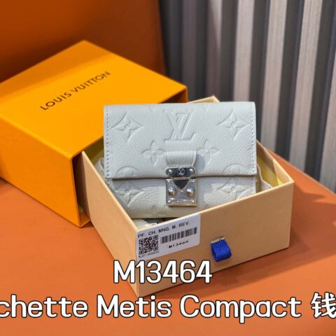 【原单精品】M13464浅灰色全皮压花 三折钱包 Pochette Metis Compact 钱夹