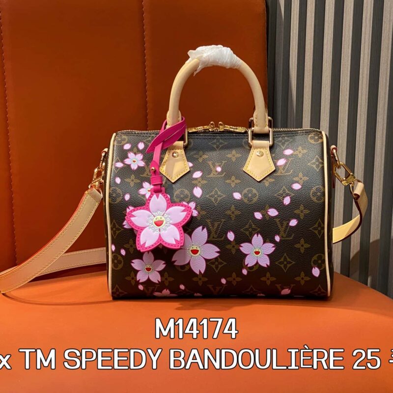 【原单精品】M14174老花 樱花/村上隆 枕头包speedy LV x TM SPEEDY BANDOULIÈRE 25 手袋
