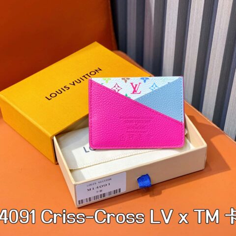 【原单精品】M14091玫红 卡包钱包 Criss-Cross LV x TM 卡夹