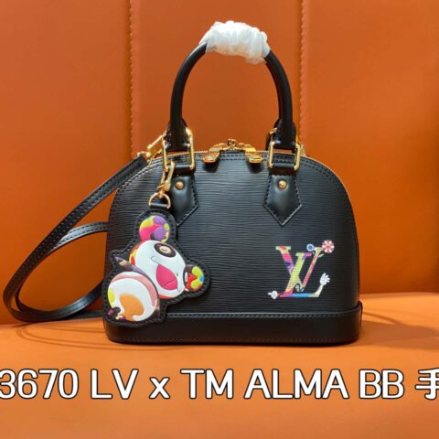 【原单精品】M13670黑色 水波纹贝壳包 当季新款 LV x TM ALMA BB 手袋