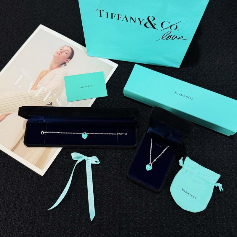 TIFFANY&Co.蒂芙尼蓝色桃心爱心手链 项链