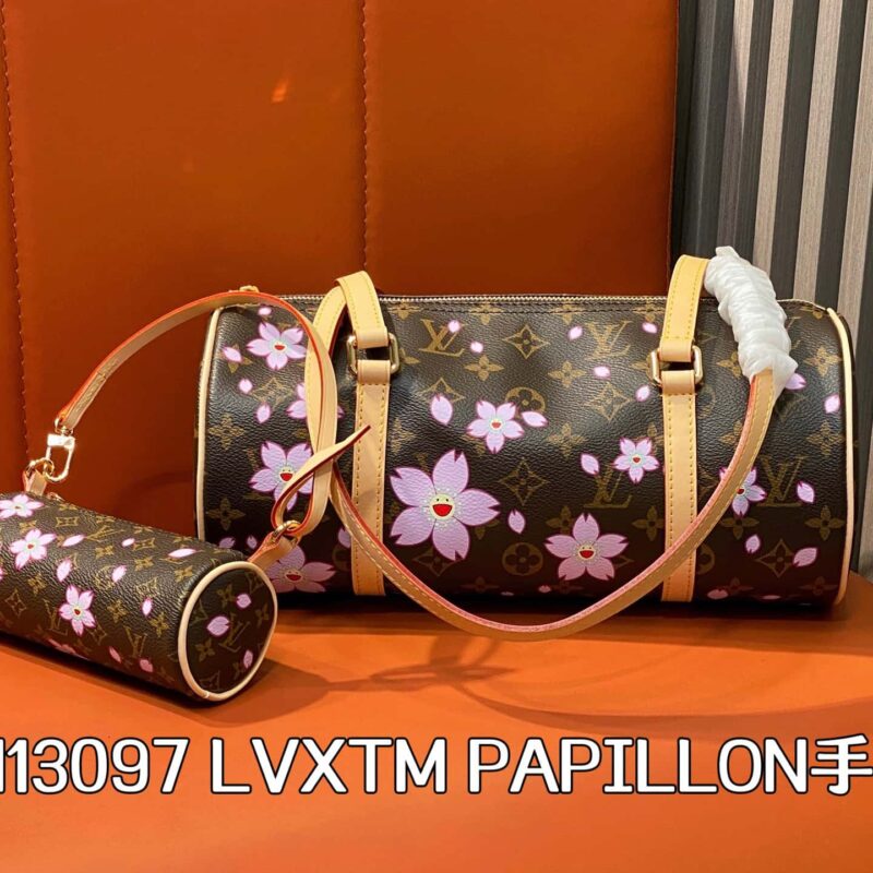 【原单精品】M13097老花 樱花丝印巴比龙圆鼓包 LVXTM PAPILLON手袋