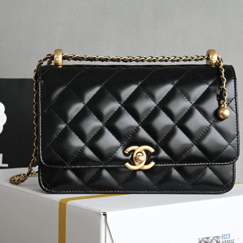CHANEL全新版本小金球双珠链条𝐰𝐨𝐜 AS2284黑色