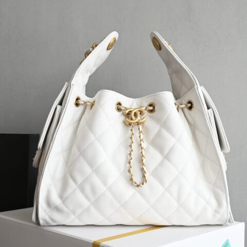 CHANEL 𝟐𝟓𝐁𝐚𝐠嬉皮购物包小号 AS5293白色