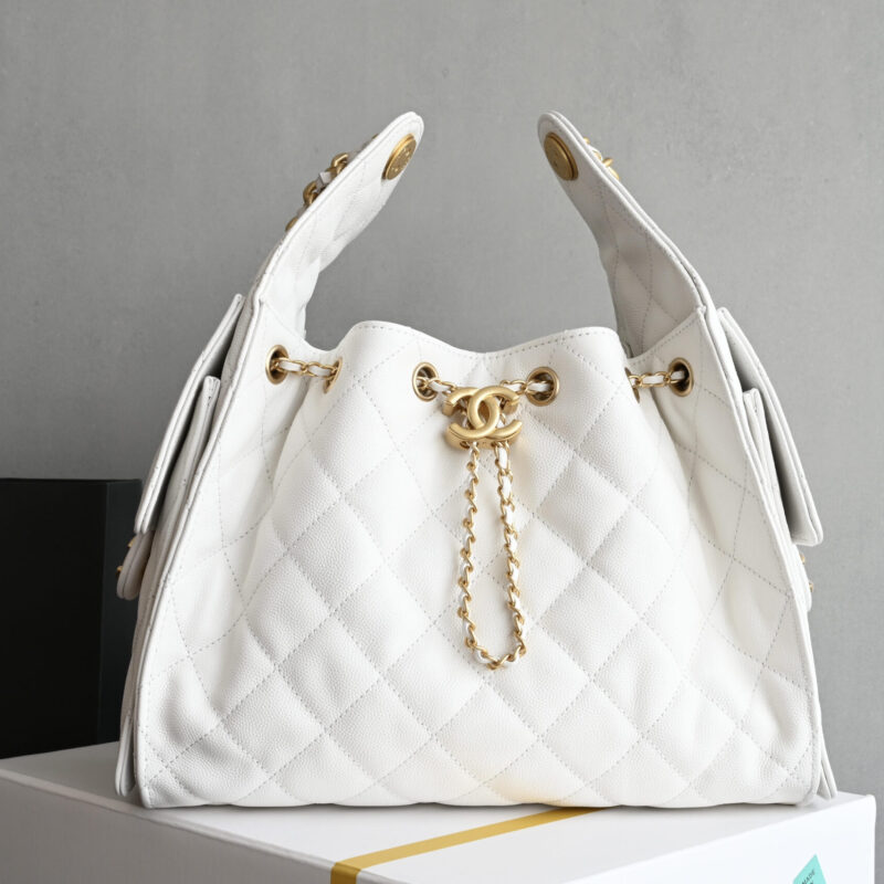 CHANEL 𝟐𝟓𝐁𝐚𝐠嬉皮购物包小号 AS5293白色