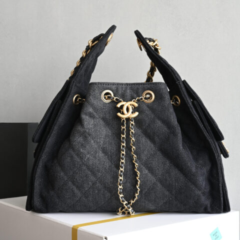 CHANEL 𝟐𝟓𝐁𝐚𝐠嬉皮𝗁𝗈𝖻𝗈小号 黑牛仔 AS5293
