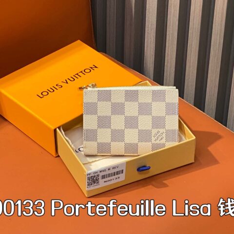 【原单精品】N00133白格粉色 钱夹两折零钱包钱包 Portefeuille Lisa 钱包