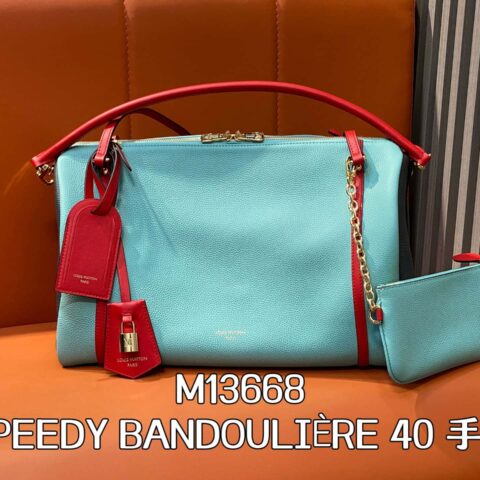 【原单精品】M13668马卡龙蓝 全皮speedy枕头包 SPEEDY BANDOULIÈRE 40 手袋