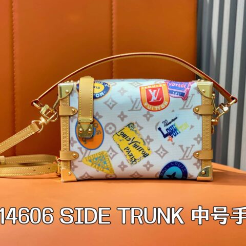 【原单精品】M14606白花 徽章软盒子 当季新款 SIDE TRUNK 中号手袋
