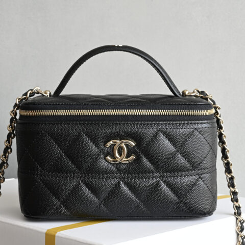 CHANEL 25C 小球手提长盒子 黑色♥AP4404