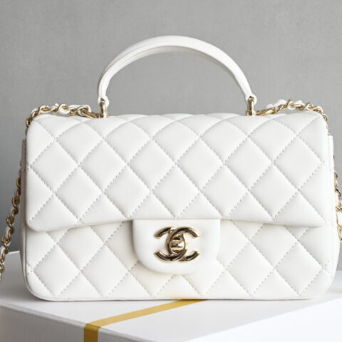CHANEL 25P 𝐌𝐢𝐧𝐢口盖包手提手腕 AS2431白色
