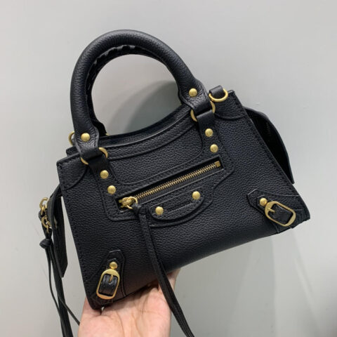 Balenciaga Neo Classic机车包【小号】638512黑色/金扣