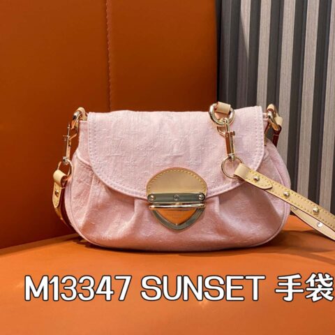 【原单精品】M13347粉色 丹宁牛仔腋下包单肩包 SUNSET 手袋