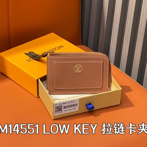 【原单精品】M14551棕色 全皮卡包零钱包 新款 LOW KEY 拉链卡夹 M14550黑色