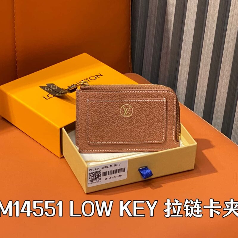 【原单精品】M14551棕色 全皮卡包零钱包 新款 LOW KEY 拉链卡夹 M14550黑色