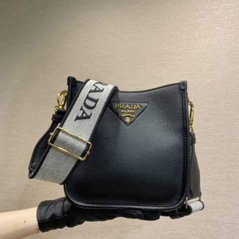 PRADA👏新款双肩带包👏1BH191-1/tote包 黑色