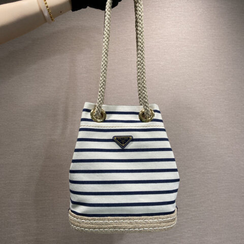 PRADA🎉新款水桶包🎉1BE082条纹款🎉🎉黑条纹