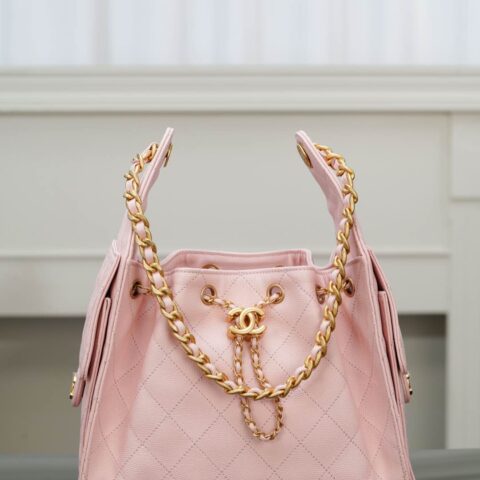 𝐂𝐡𝐚𝐧𝐞𝐥 𝟐𝟓𝐬 𝐬𝐦𝐚𝐥𝐥 𝐡𝐨𝐛𝐨 抽绳水桶包 粉色 小号AS5293