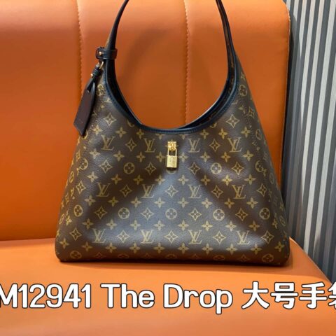 【原单精品】M12941老花 黑色手拎腋下包 The Drop 大号手袋
