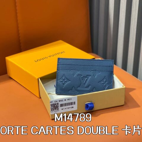 【原单精品】M14789深蓝色全皮压花 卡包钱包 PORTE CARTES DOUBLE 卡片
