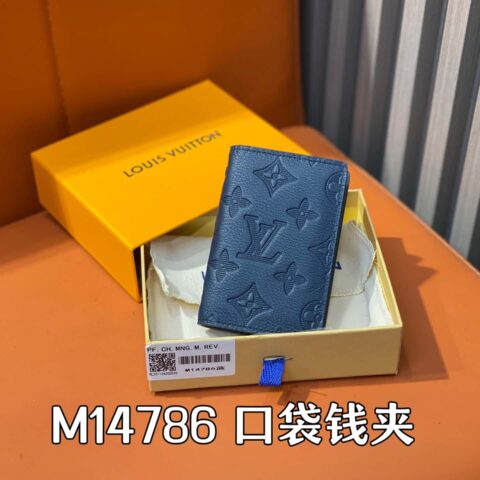 【原单精品】M14786深蓝色 全皮卡包钱包 口袋钱夹