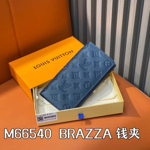 【原单精品】M66540深蓝色 全皮压花西装夹钱包系 BRAZZA 钱夹