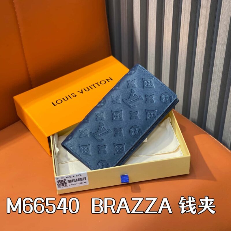 【原单精品】M66540深蓝色 全皮压花西装夹钱包系 BRAZZA 钱夹