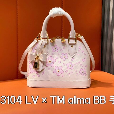 【原单精品】M13104粉色 樱花水波纹贝壳包 LV × TM alma BB 手袋