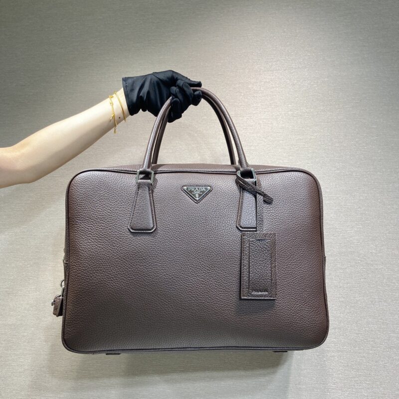 PRADA🎉新款公文包🎉2VE027带锁头🎉🎉咖色