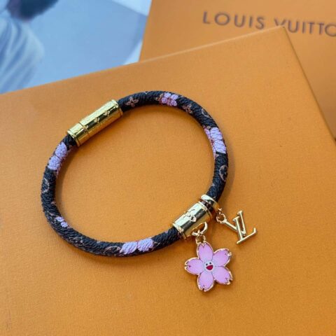 ❗️新品❗️LV X TM 樱花手镯 ☀原单货 ☀Louis Vuitton 路易威登 樱花🌸老花皮绳手链 ☀