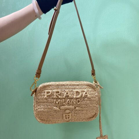 PRADA🎉新款草编🎉1BH196单肩包🎉🎉