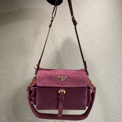 PRADA 新款邮差包 1BD394麂皮 紫色