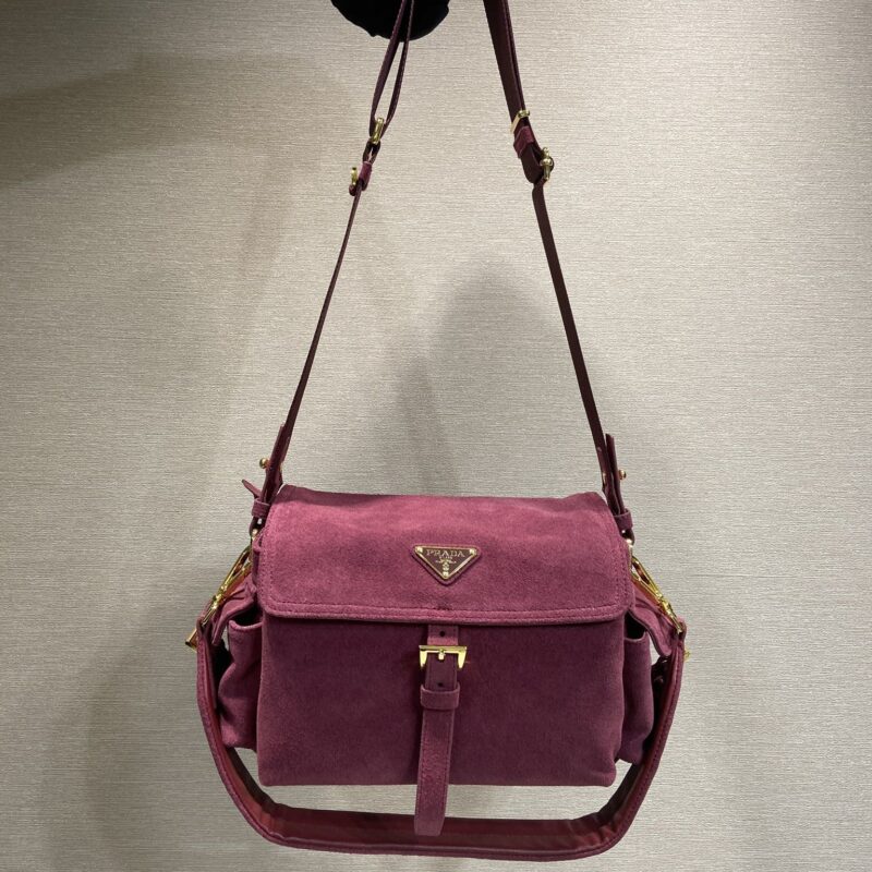 PRADA 新款邮差包 1BD394麂皮 紫色