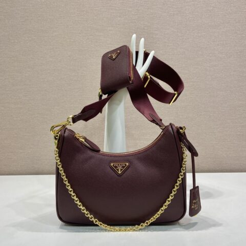 PRADA 金色五金三合一新色1BH204全皮/金色五金 紫色