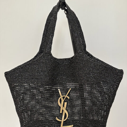YSL 𝗜𝗖𝗔𝗥𝗘_编织购物袋♡ 772191黑色
