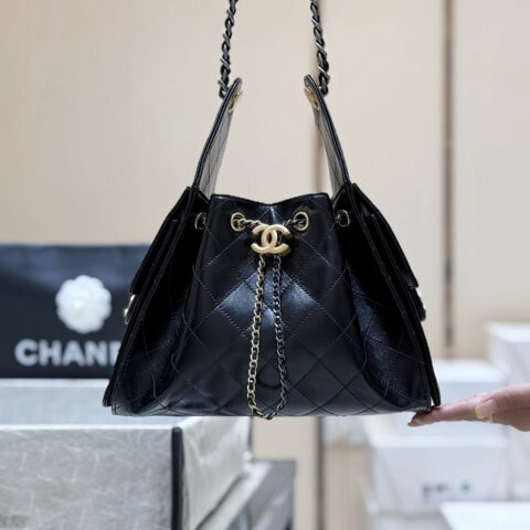 CHANEL 25B 25bag鸳鸯链亮牛皮👜AS5293黑色