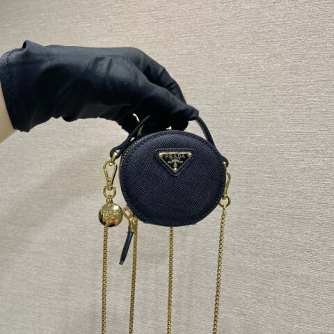 PRADA 十字纹小圆包 1NR023黑色