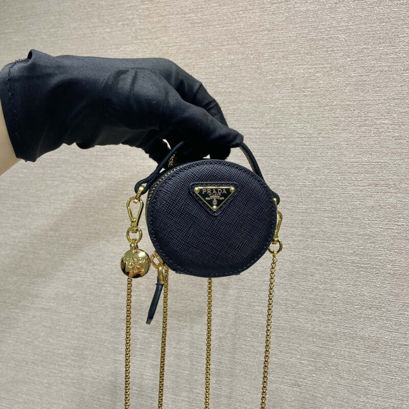 PRADA 十字纹小圆包 1NR023黑色