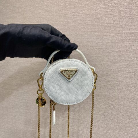 PRADA 十字纹小圆包 1NR023白色