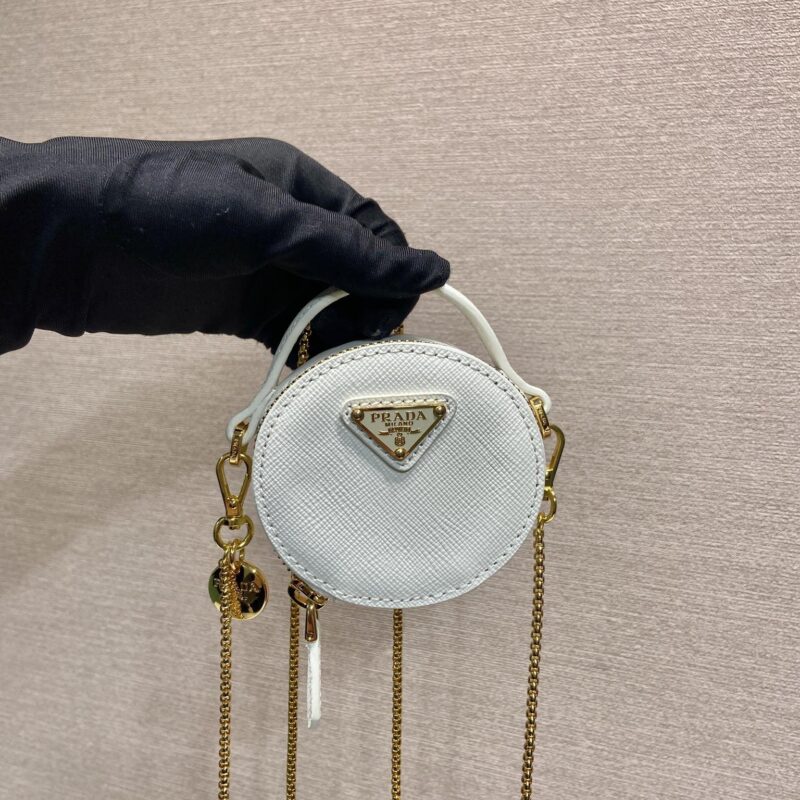 PRADA 十字纹小圆包 1NR023白色